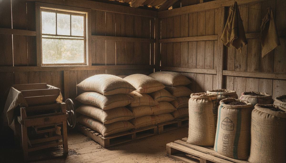 Lavoura de café de montanha no Sul de Minas em dia claro